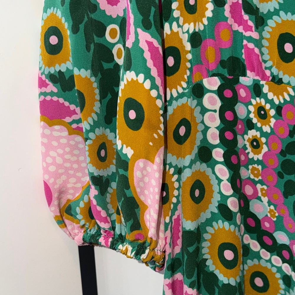 Like New Max Mara Weekend Silk Jupiter Floral Green and Pink Maxi Dress Sz S - Picture 11 of 15